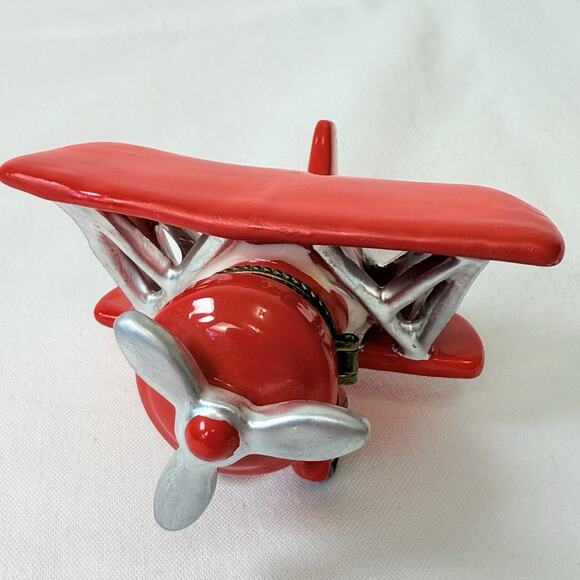 Red Barron Ceramic Plane With Flyer Trinket Box - Picture 4 of 9